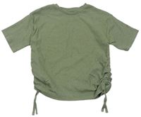 Khaki žebrované crop tričko Nutmeg