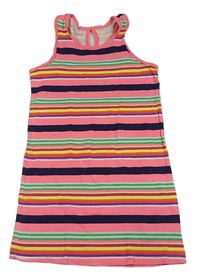 Neonově růžovo-barevné pruhované elastické šaty H&M