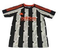 Šedo-čern pruhované sportovní tričko s logem Adidas