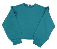 Tmavozelená crop mikina s volánky H&M