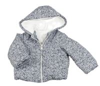 Bílo-tmavomodrá šusťáková zimní bunda s kapucí Mothercare