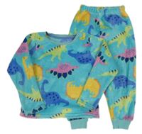 Azurové chlupaté pyžamo s dinosaury Matalan