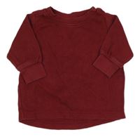 Vínové žebrované triko Next