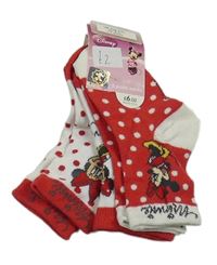 Nové - 3x ponožky s Minnie - červené puntíkaté + bílé puntíkaté + bílé se srdcem Disney