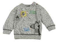 Šedý melírovaný svetr s lvem a zebrou F&F