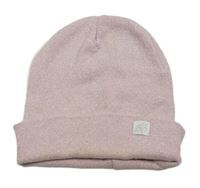 Růžová třpytivá čepice s nášivkou