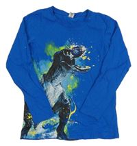 Modré triko s dinosaurem a skvrnami Dopodopo