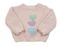 Světlerůžový svetr se srdíčky Primark