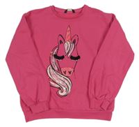 Fuchsiová mikina s jednorožcem s flitry a kamínky George