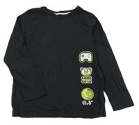 Černé triko s ovladačem a medvědem George