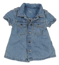 Modré riflové propínací košilové šaty Primark