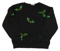 Černá mikina s větvičkami z flitrů Matalan