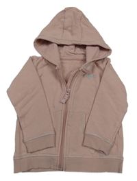 Starorůžová propínací mikina se srdíčky a kapucí Matalan