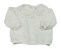 Bílá mikina s límečkem s madeirou F&F