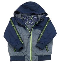 Tmavomodro-melírovaná šusťáková jarní bunda s kapucí Kiki&Koko