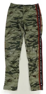 Army sportovní legíny s pruhy a nápisy Y.F.K.