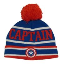 Modro-bílo-červená čepice s logem Kapitána Ameriky a bambulí Marvel