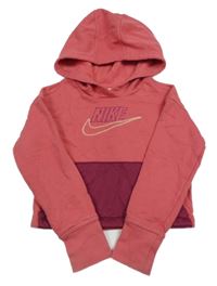 Malinovo-vínová crop mikina s logem a kapucí Nike