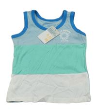Nové - Světlemodro-zeleno-bílé tílko se sluncem Primark
