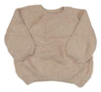 Pudrový chlupatý svetr Zara