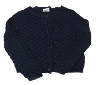 Tmavomodrý vzorovaný propínací svetr Topolino