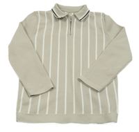 Šedo-bílý pruhovaný polo svetr George