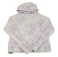 Lila-bílá batikovaná žebrovaná lehká mikina s kapucí Primark