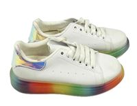Nové - Bílé koženkové tenisky s duhovou podrážkou vel. 37