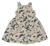 Smetanové bavlněné šaty s motýly H&M