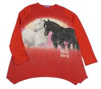 Červená tunika s koňmi - Miss Melody