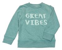 Modrozelená melírovaná mikina s nápisem H&M