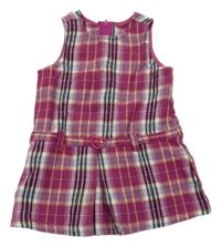Fuchsiovo-barevné kostkované vlněné šaty Benetton