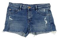 Modré riflové kraťasy s prodíráním Denim Co.