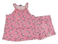 2 set - Růžové vzorované kraťasy s jednorožci + top Primark