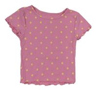 Růžové žebrované crop tričko s kvítky Primark
