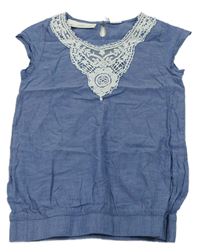 Modrá lehká halenka s krajkou H&M