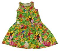 Zeleno-barevné květované šaty s papoušky H&M