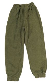 Khaki cuff žebrované sametové kalhoty shein