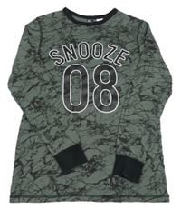 Zeleno-černé vzorované pyžamové triko s nápisem a číslem H&M