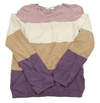 Růžovo-smetanovo-béžovo-fialový svetr H&M