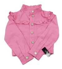 Nové - růžová riflová bunda s volánky dunnes