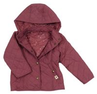 Vínová šusťáková prošívaná zateplená bunda s kapucí George