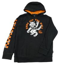 Černá mikina s potiskem a kapucí 