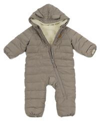 Šedá šusťáková zimní prošívaná kombinéza s kapucí H&M