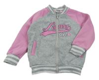 Šedo-růžová propínací mikina s nápisem Kiki&Koko