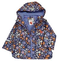 Nové - tmavomodro-fialová vzorovaná nepromokavá jarní bunda s kapucí Primark