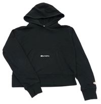 Černá crop mikina s kapucí Champion