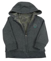 Šedá oboustranná propínací mikian s kapucí 