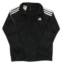 Černá sportovní propínací mikina s pruhy a logem Adidas