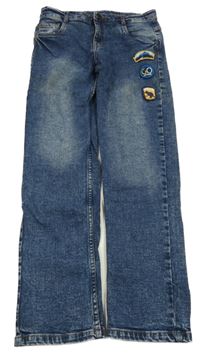 Tmavomodré rifle s nášivkami kids